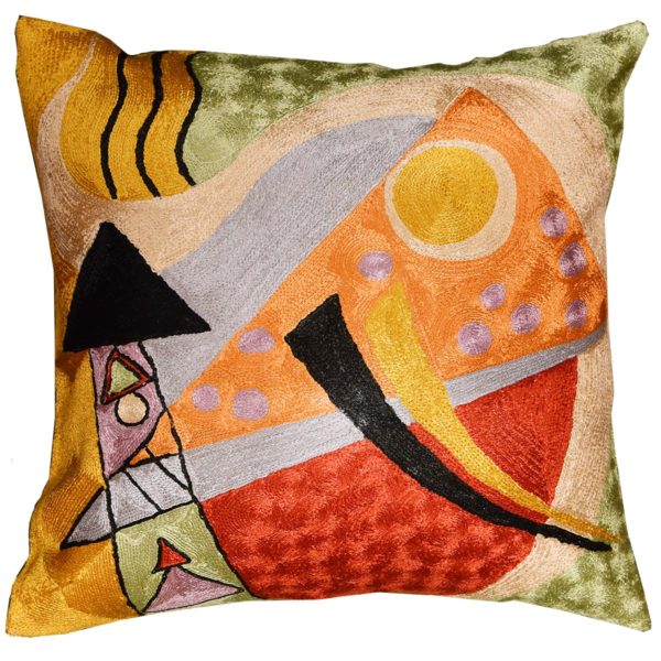 Kandinsky Abstract Composition Silk Throw Pillow Cover, 18" x 18